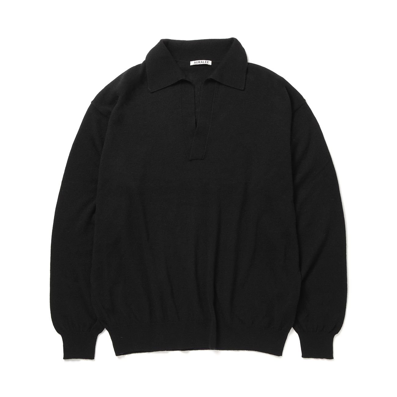 SUPER FINE CASHMERE SILK KNIT SKIPPER POLO (メンズ) - Black