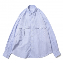 Porter Classic / ポータークラシック | ROLL UP STRIPE SHIRT (ROLL UP LOGO WHITE) - Blue_2
