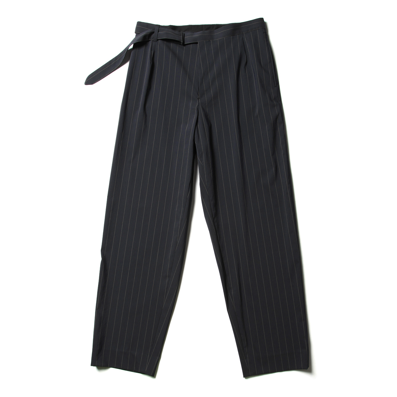 FINX NYLON STRETCH WIDE SLACKS (メンズ) - Navy Stripe