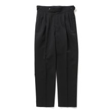Side Tab Tucked Trouser - Poly Double Cloth - Black