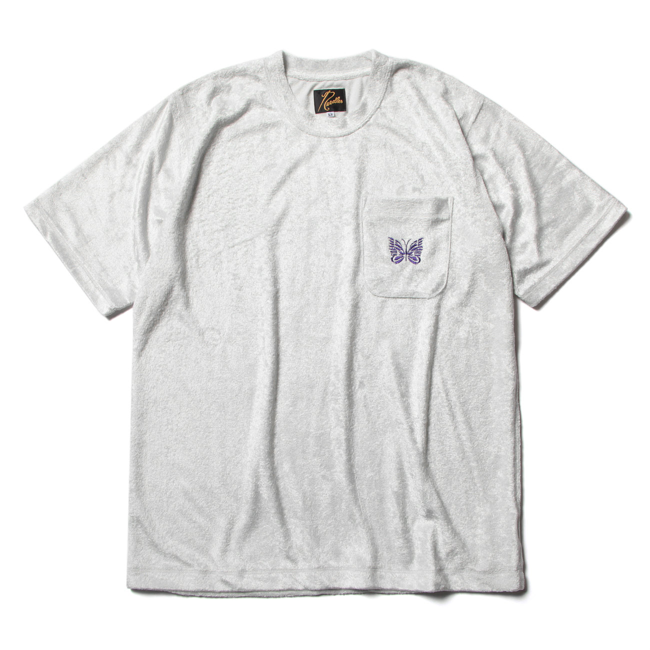 S/S Papillon Emb. Pocket Tee - R/Pe Velour - Off White