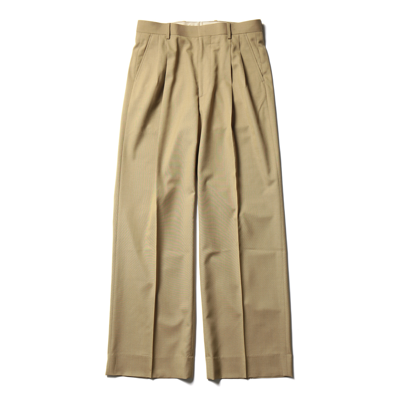 WOOL SILK TROPICAL WIDE SLACKS (メンズ) - Top Beige