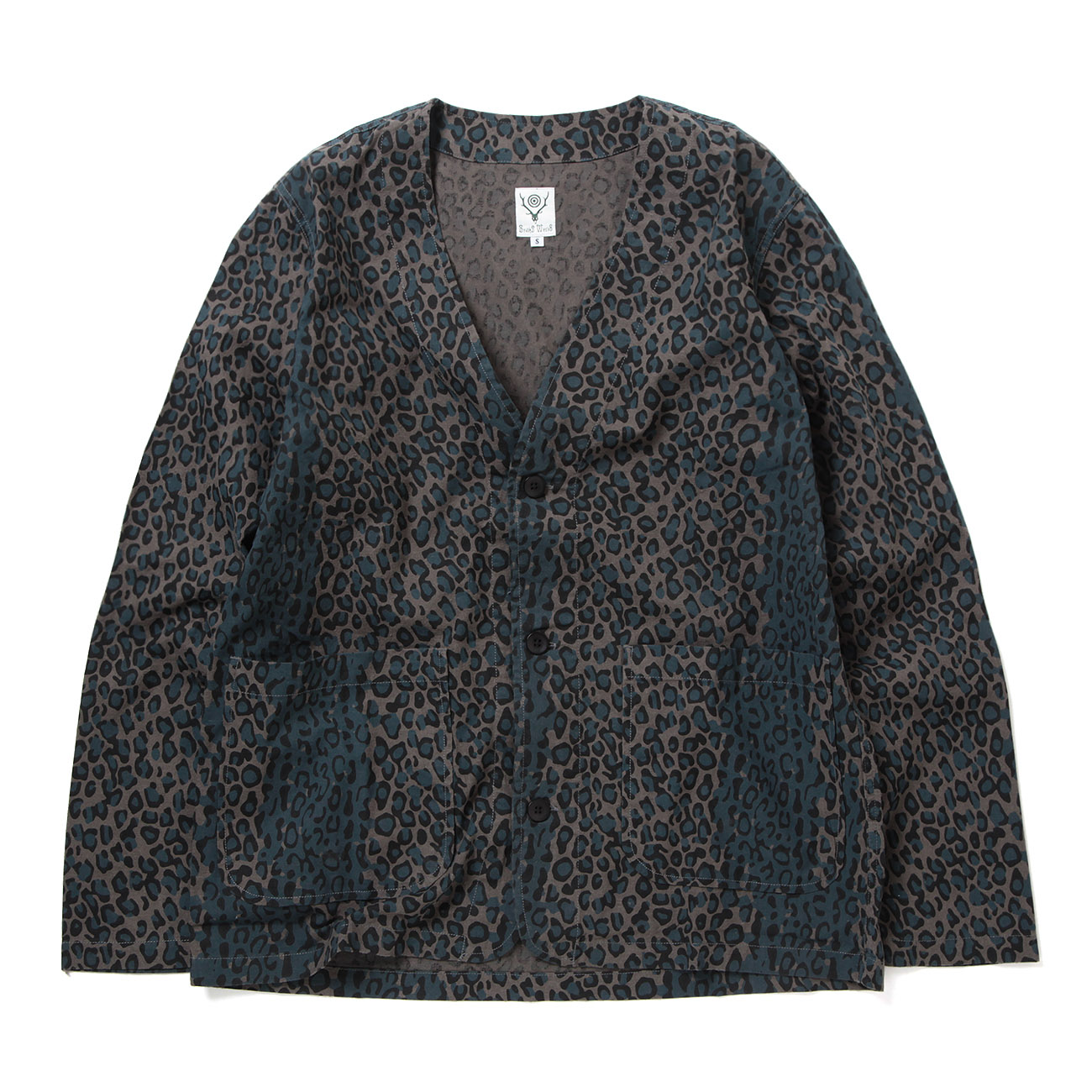 V Neck Jacket - Flannel Cloth / Printed - Leopard