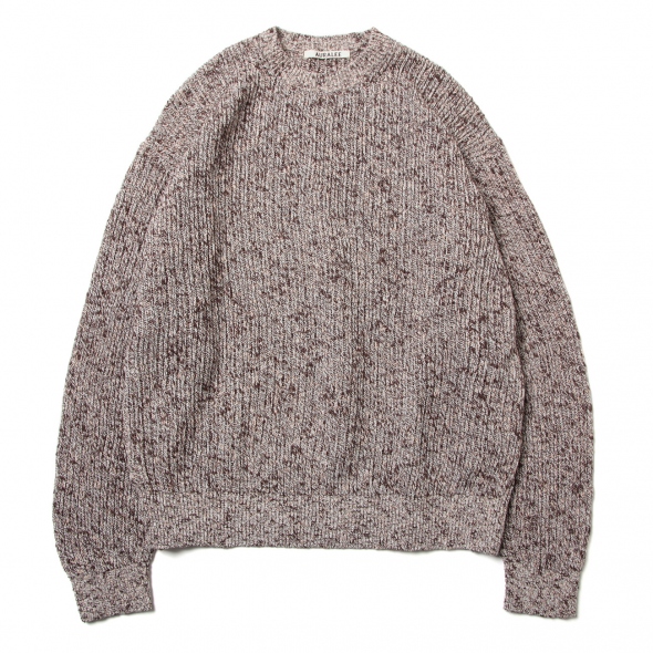 COTTON SLUB MIX TOP YARN RIB KNIT P/O (メンズ) - Top Brown