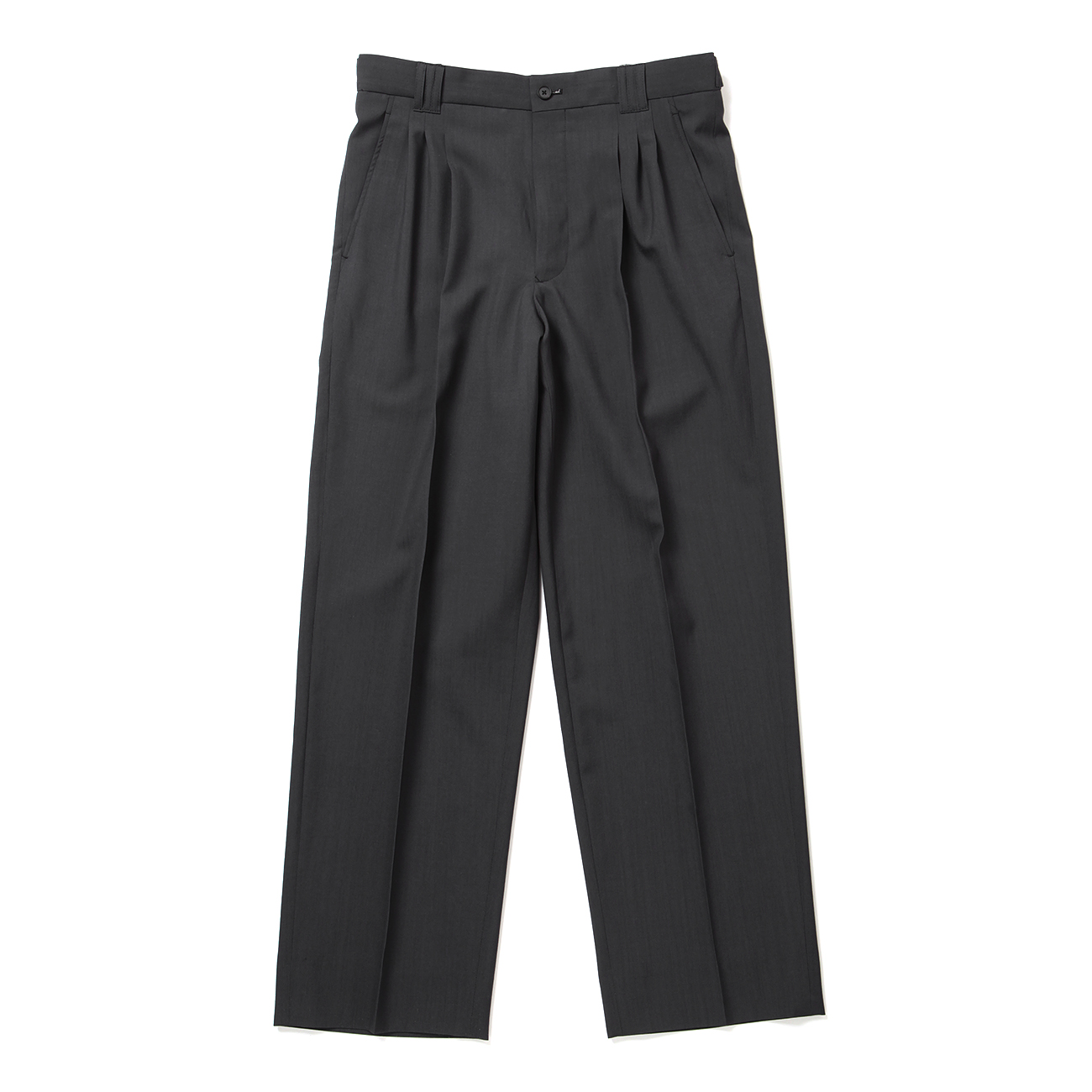 3PLEATED WIDE LEG TROUSERS - Charcoal