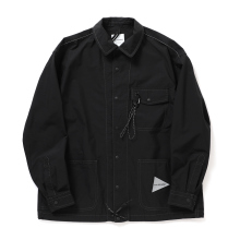 and wander / アンドワンダー | CORDURA cotton rip shirt jacket - Black