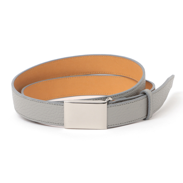Scye / サイ | Shrink Leather Box Buckle Belt - 012/ライトグレー
