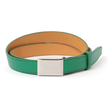 Scye / サイ | Shrink Leather Box Buckle Belt - 116/ケリーグリーン