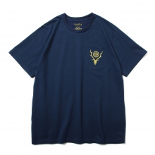 South2 West8 / サウスツーウエストエイト | S/S Round Pocket Tee - Circle Horn - Navy