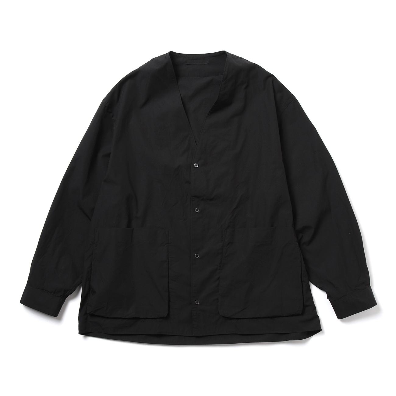 blurhms / ブラームス | Chambray Cardigan Shirt - Black