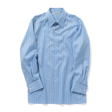 AURALEE / オーラリー | COTTON SILK STRIPE DOUBLE-CUFF SHIRT (レディース) - Sax Blue Stripe