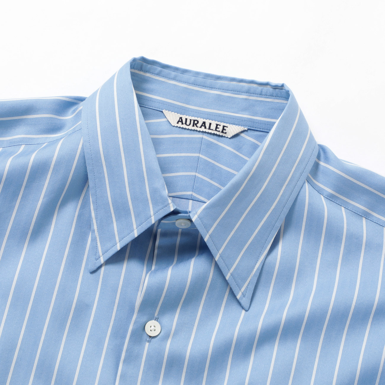 COTTON CASHMERE HERRINGBONE SHIRT 襟元