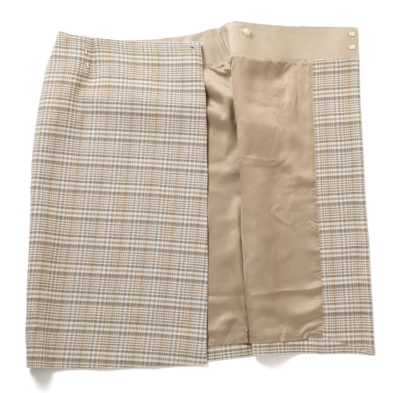 AURALEE / オーラリー | SILK LINEN NEP CHECK WRAP SKIRT (レディース