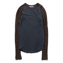 AURALEE / オーラリー | SUPER HIGH GAUGE SHEER RIB RAGLAN P/O (レディース) - Navy×Dark Brown