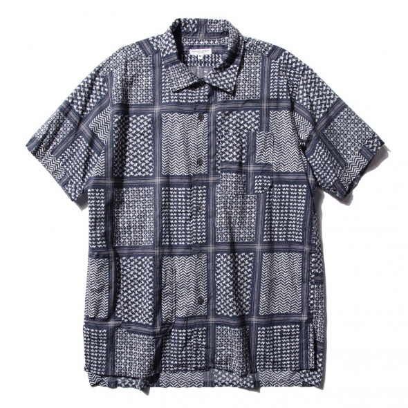 Camp Shirt - Afghan Print - Nvy/Wht