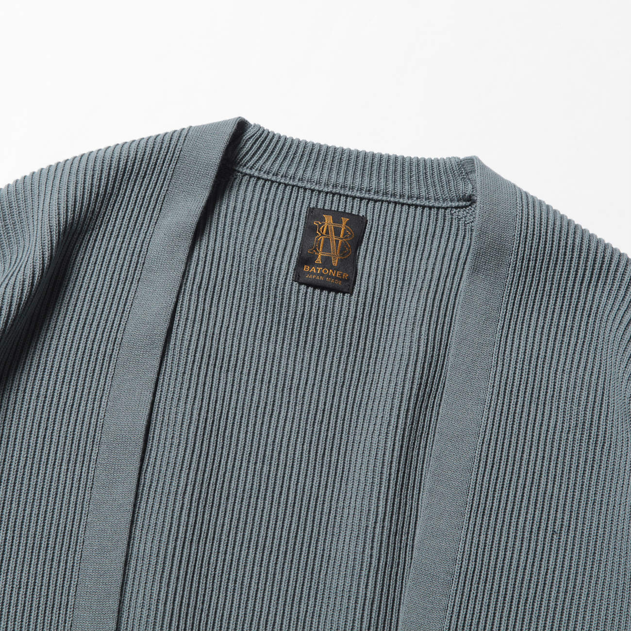 BATONER / バトナー | HIGH COUNT RIB CARDIGAN (メンズ) - Gray Blue