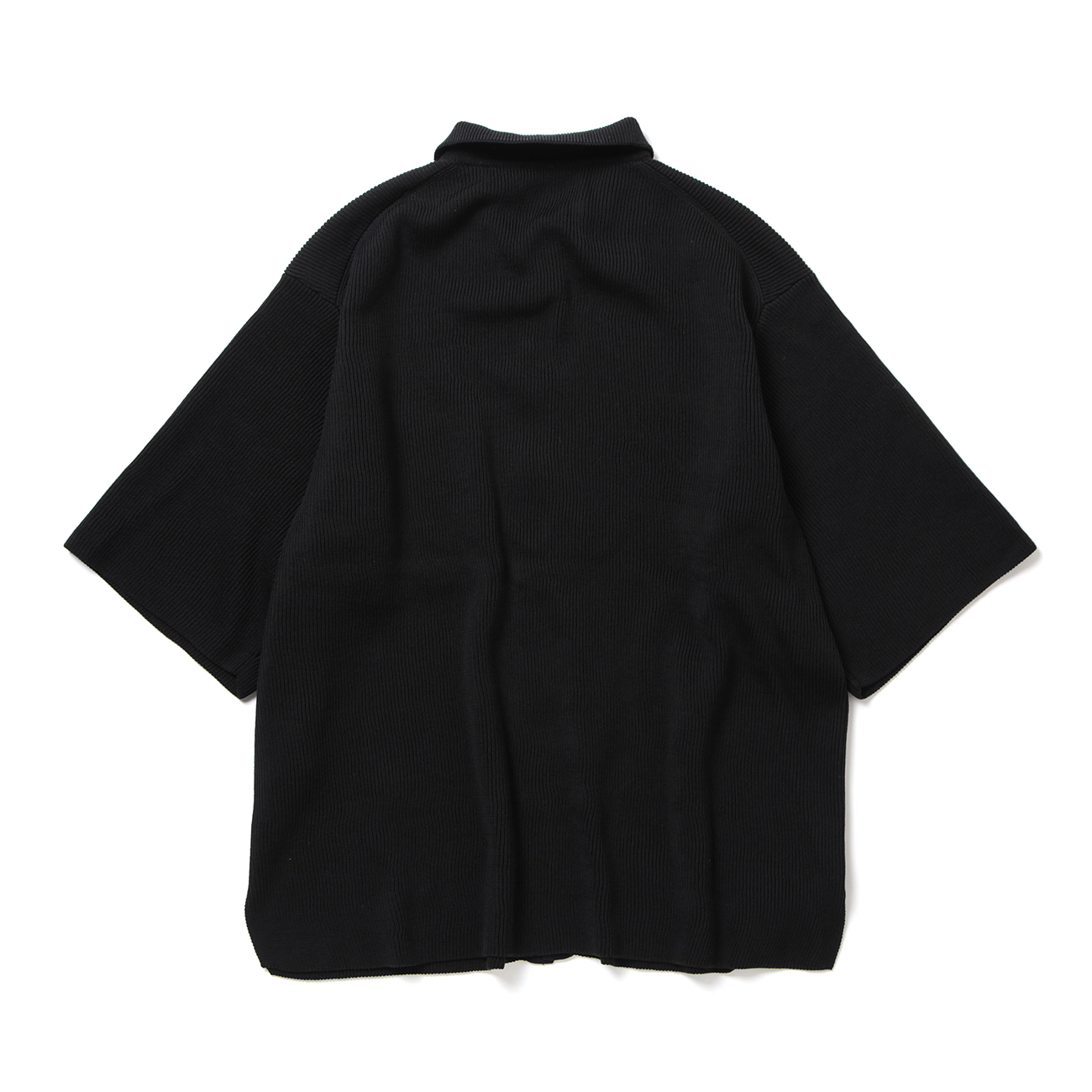 RIB KNITTED SHIRT - Black