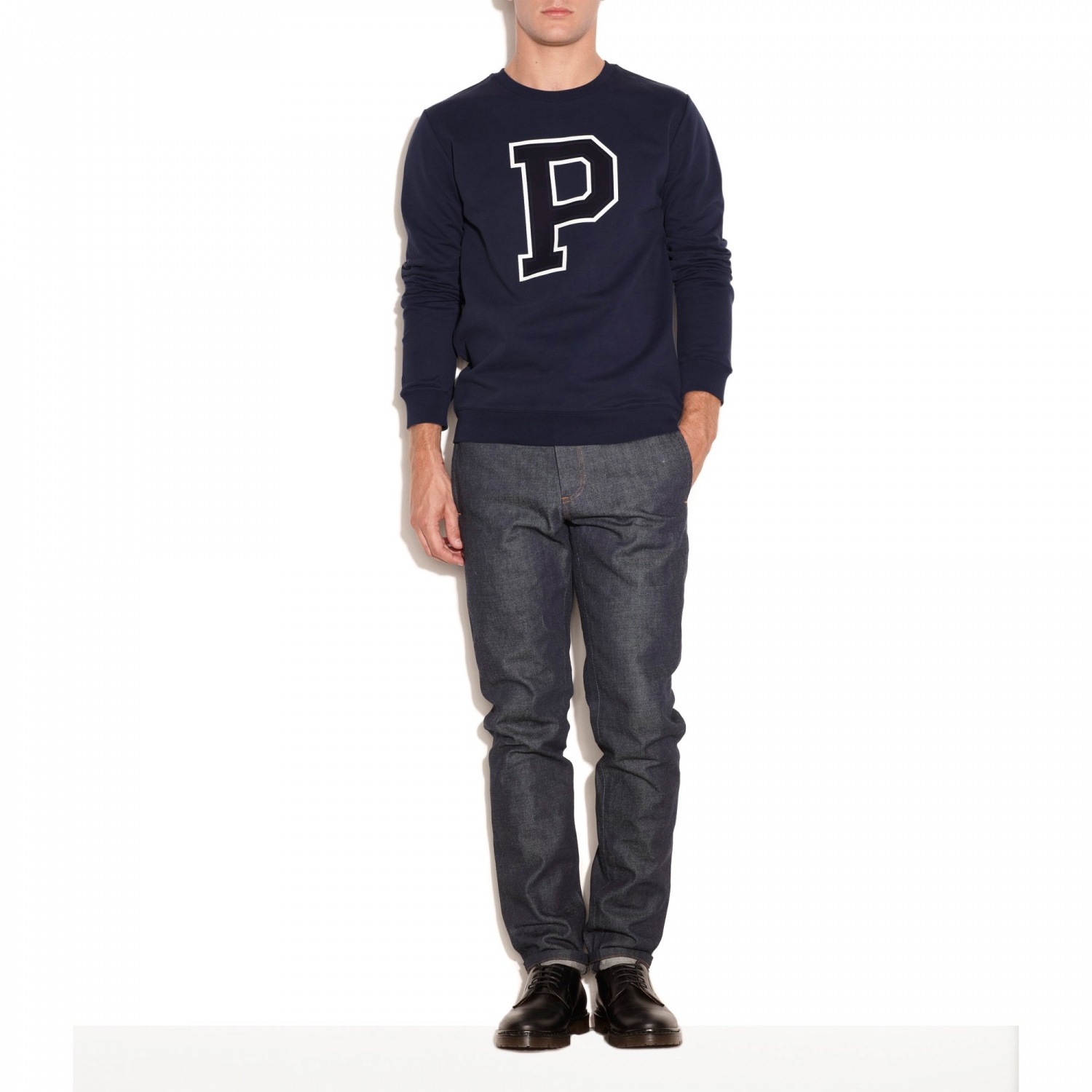 新品】A.P.C. / アーペーセー P スウェットシャツ Dark Navy