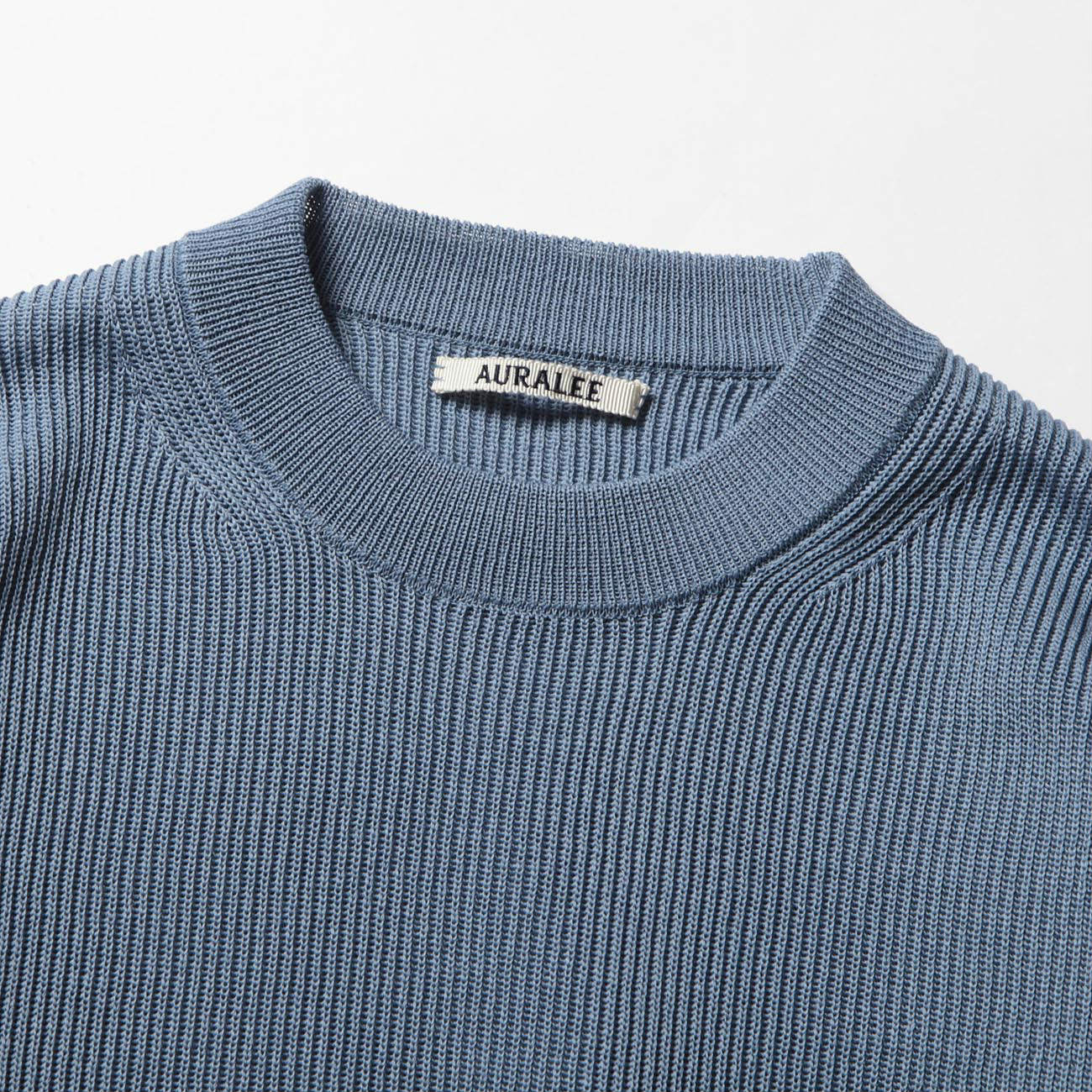 FLAT YARN RIB KNIT P/O (メンズ) - Blue