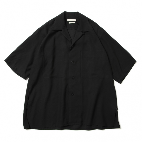 YOKE / ヨーク | WIDE FIT OPEN COLLAR SHIRT - Black | 通販 - 正規