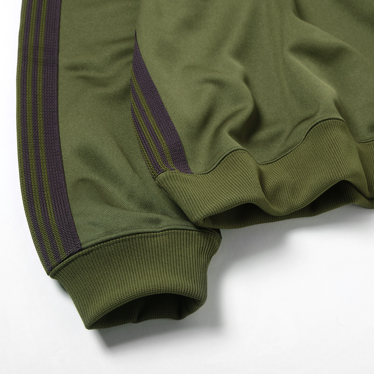 Needles / ニードルズ | Track Crew Neck Shirt - Poly Smooth - Olive