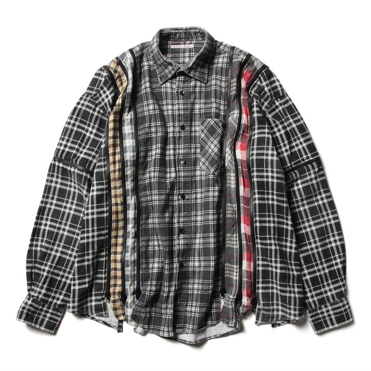 Rebuild by Needles 7カットジップシャツ 長袖シャツ Vol.4512【Rebuild By Needles：7 Cuts Zipped Wide Shirt】｜AUBERGE