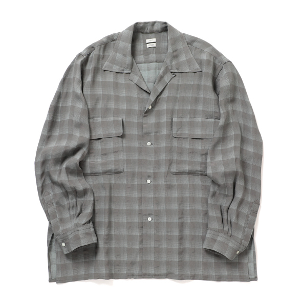 YOKE / ヨーク | Jacqard Plaid Open Collar Shirt - Gray | 通販