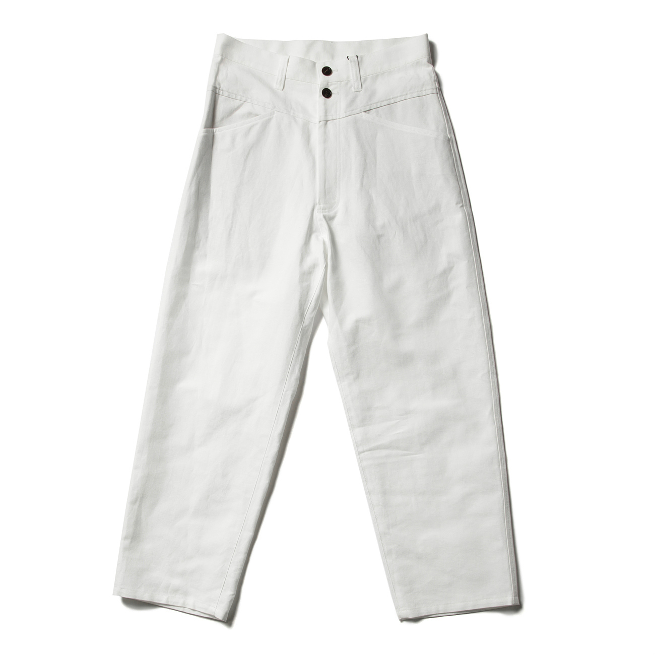 COTTON LINEN CANVAS / WIDE PANTS - White