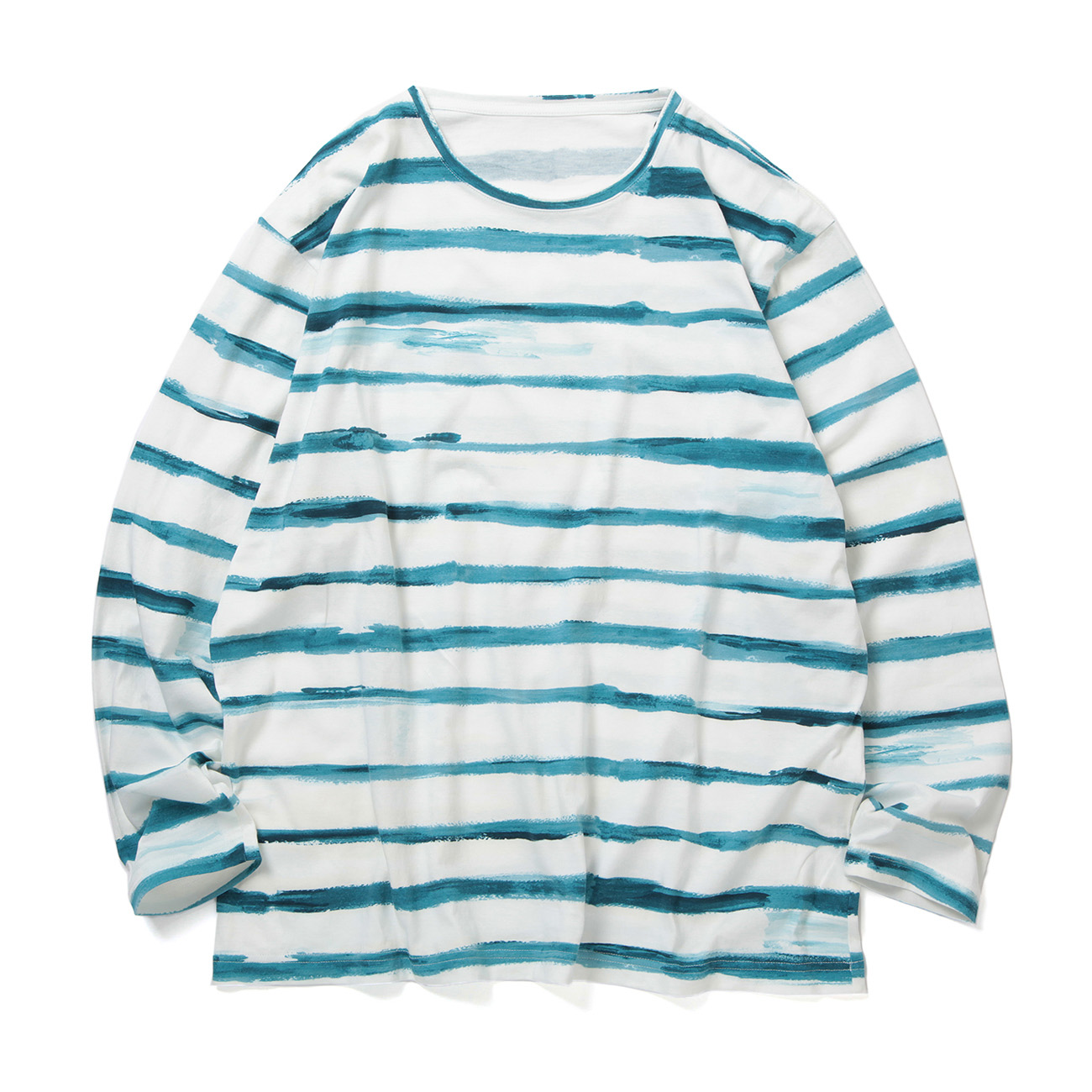 ARTIST BORDER LONG SLEEVE SHIRT - Turquoise