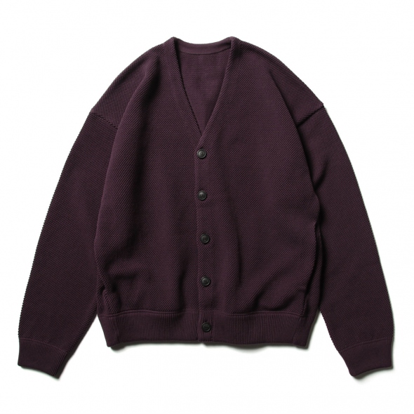 crepuscule / クレプスキュール | Moss stitch V/N cardigan - Purple