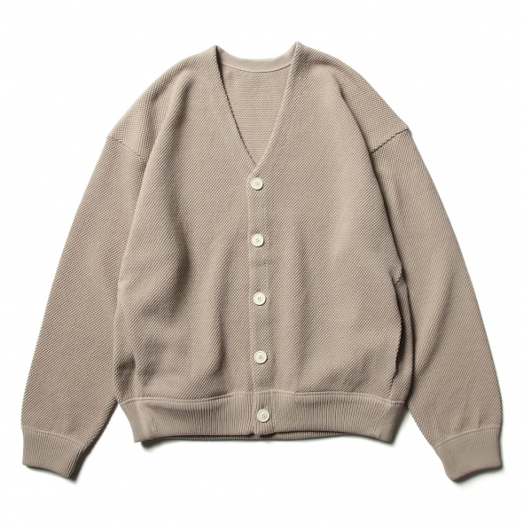 crepuscule / クレプスキュール | Moss stitch V/N cardigan - Beige