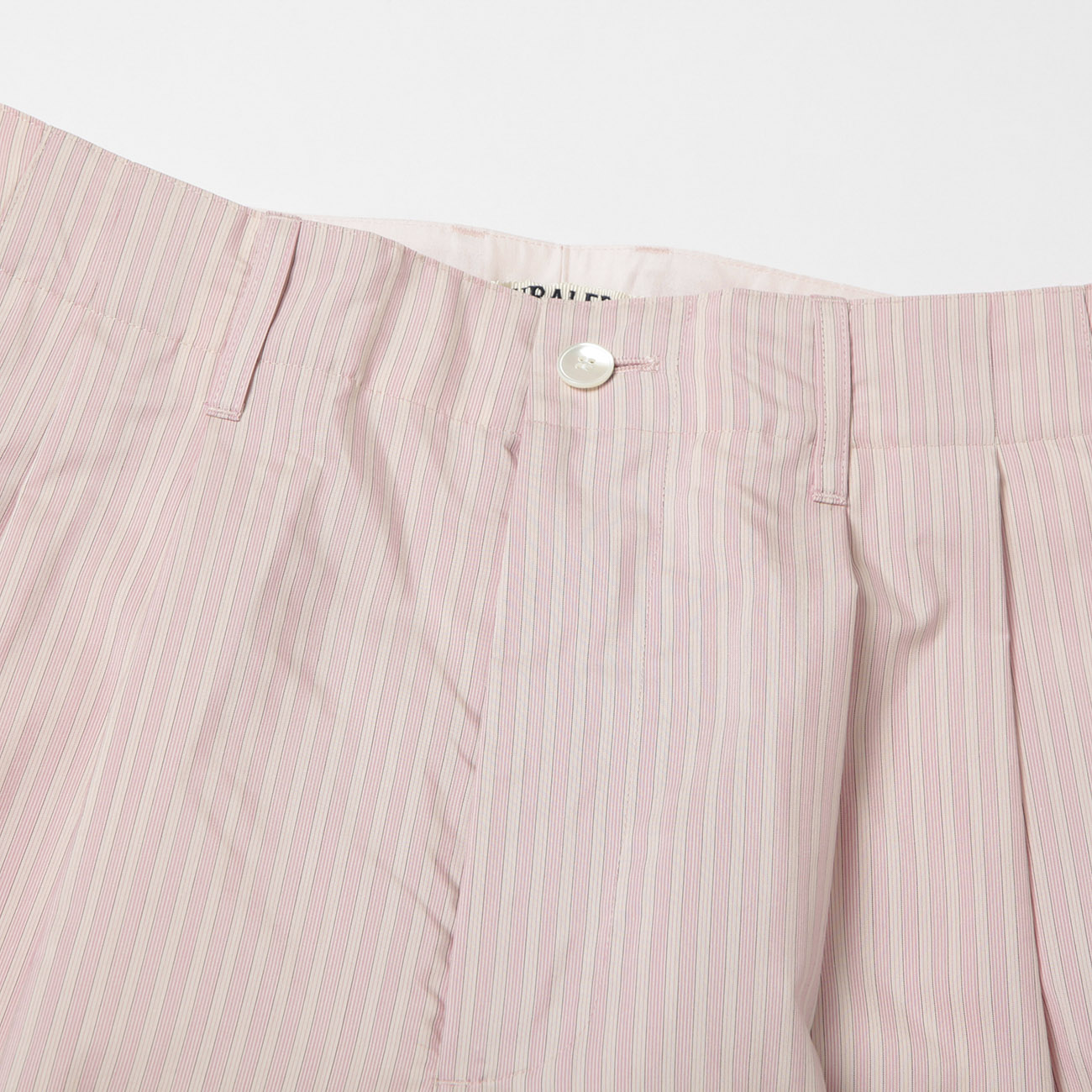 FINX POLYESTER STRIPE PANTS (レディース) - Pink Beige Stripe