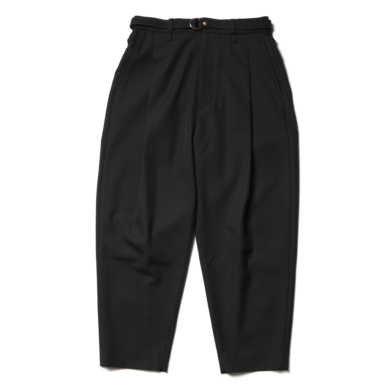 1 TUCK PANTS / WOOL SERGE - Black