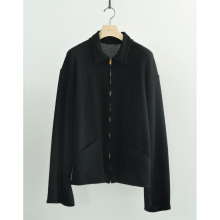 COMOLI / コモリ | カシミヤ和紙 ジップショートジャケット - Black