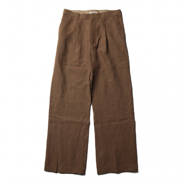 AURALEE / オーラリー | WASHED LINEN SLACKS (メンズ) - Brown | 通販