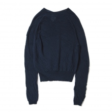 RhodolirioN / ロドリリオン | Mock Neck Long Sleeve Sheer Sweater - Navy
