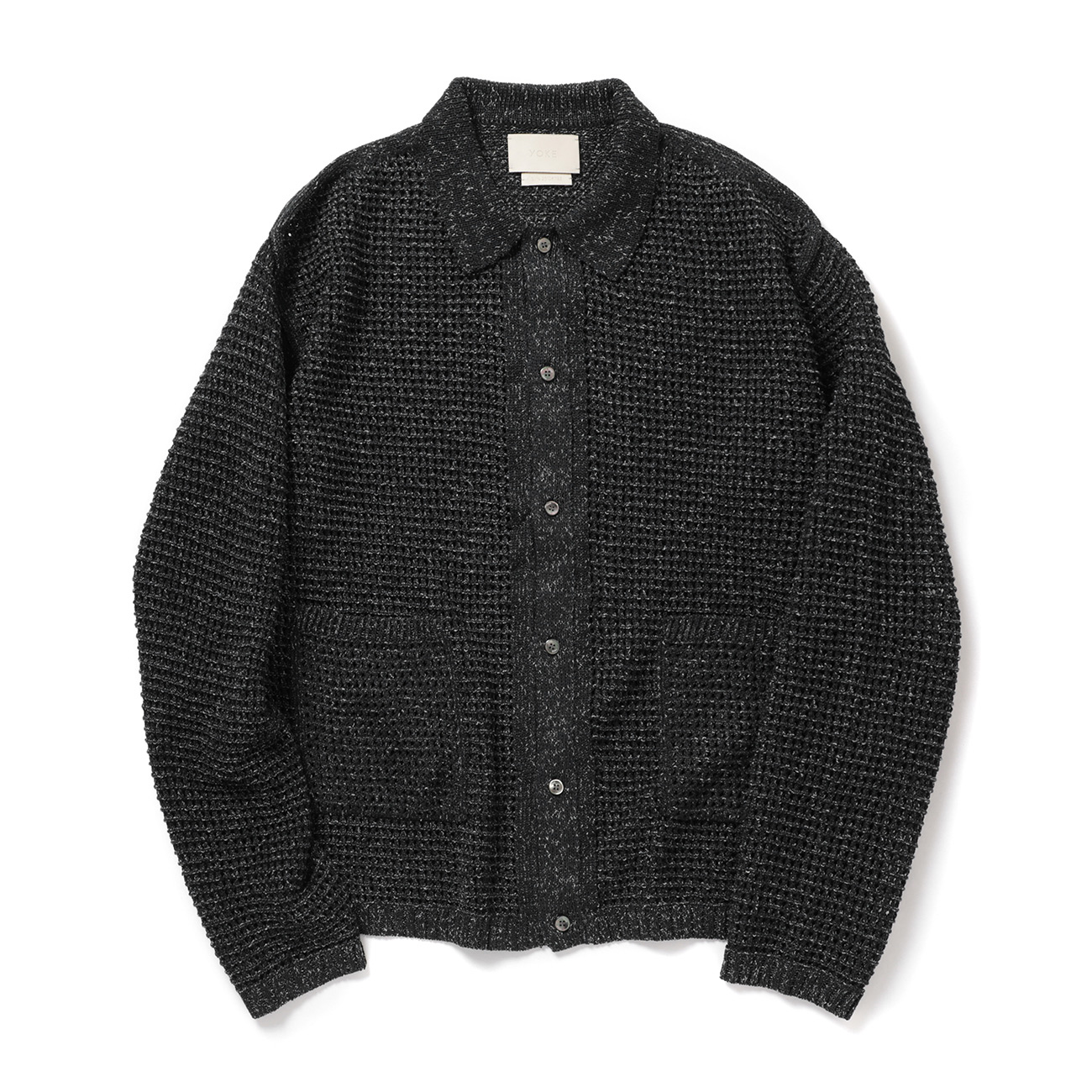 YOKE / ヨーク | MESH KNITTED SHIRT CARDIGAN - Black | 通販