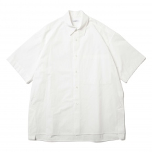 AUBETT / オーベット | ヘビーブロード サイドベント半袖オーバーサイズシャツ - White