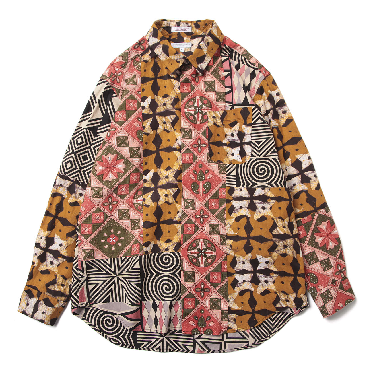 Combo Short Collar Shirt - African Print - Tan / Brown