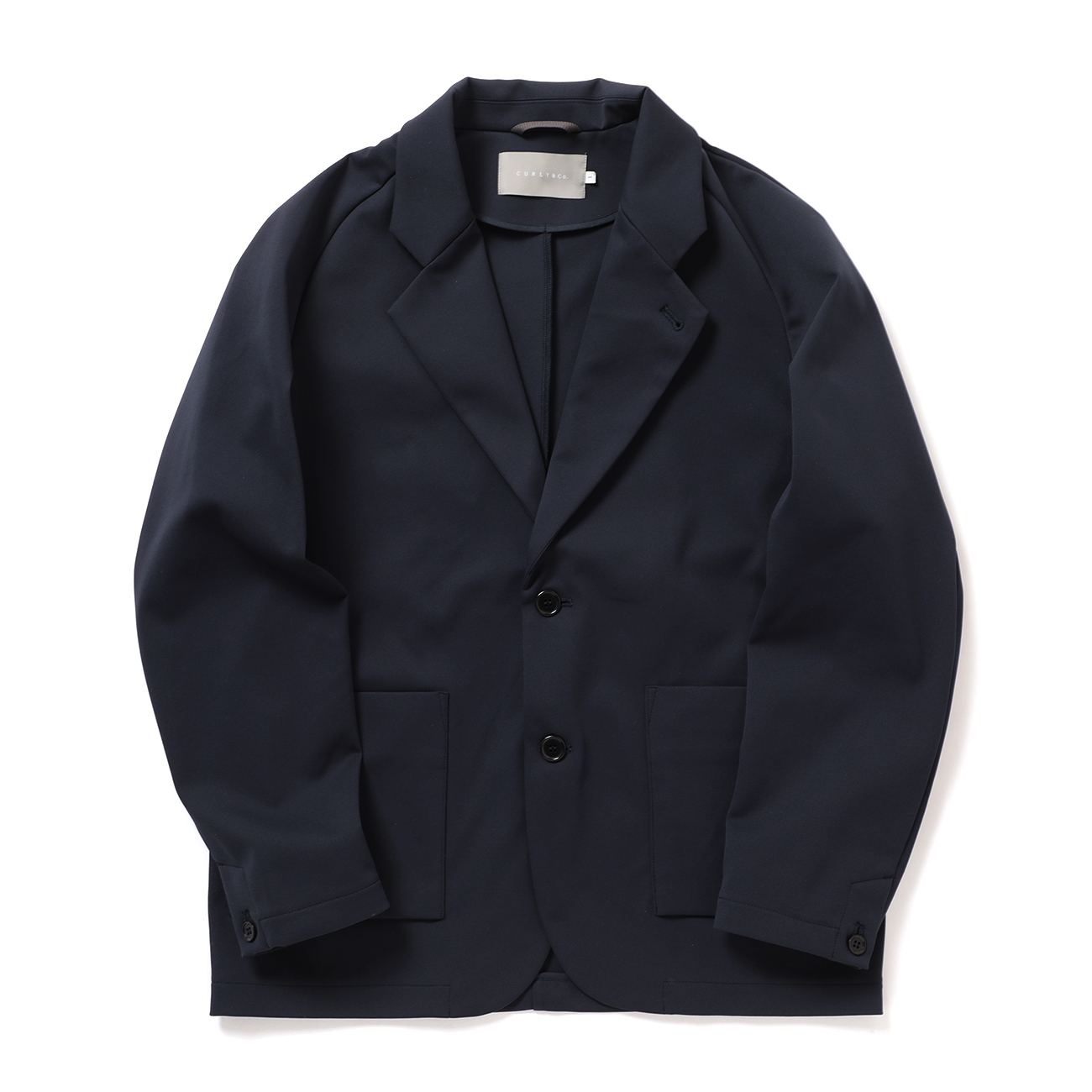 CURLY / カーリー | SOLID DOUBLE-KNIT RAGLAN SLEEVE JACKET - Navy