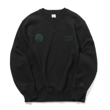 South2 West8 / サウスツーウエストエイト | Emb. Crew Neck Sweat Shirt - Cotton French Terry - Black
