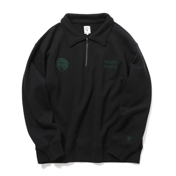 South2 West8 / サウスツーウエストエイト | Emb. Half Zipped Sweat