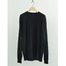 COMOLI / コモリ | コットンワッフル 長袖Tシャツ - Black