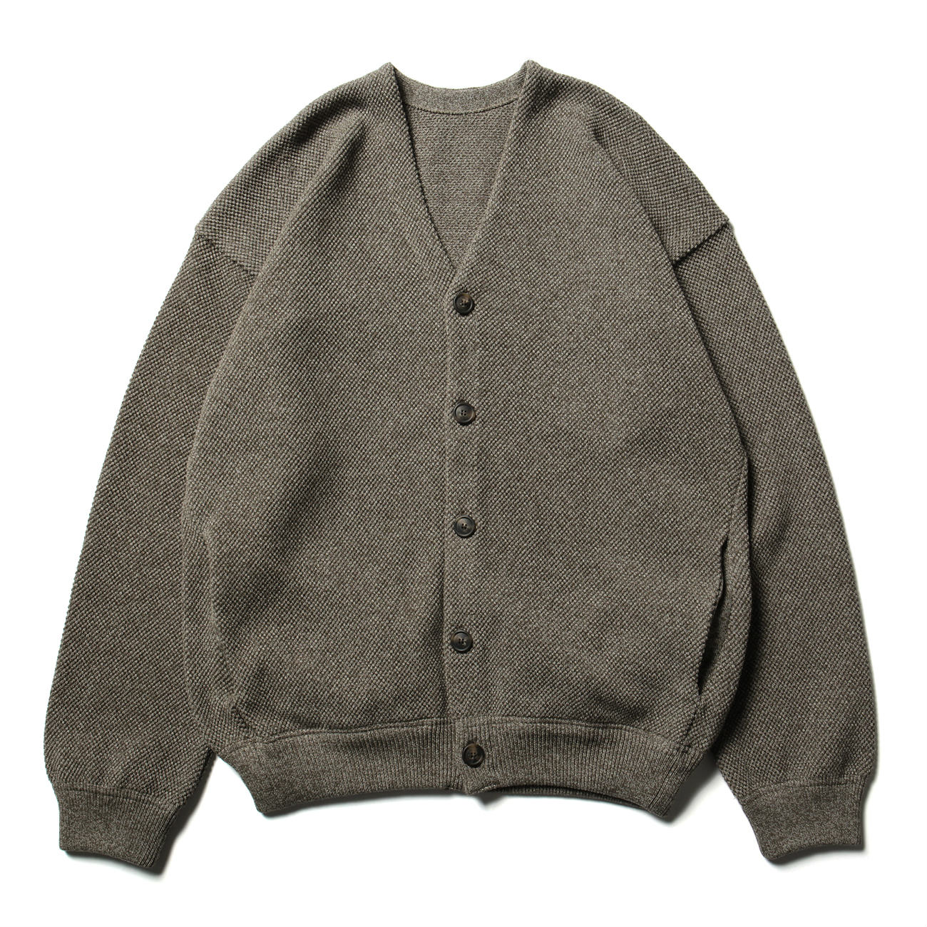 Moss Stitch V/N Cardigan - Khaki