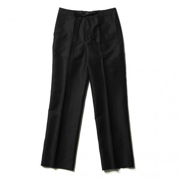 SILK LINEN DOBBY SLACKS (メンズ) - Black