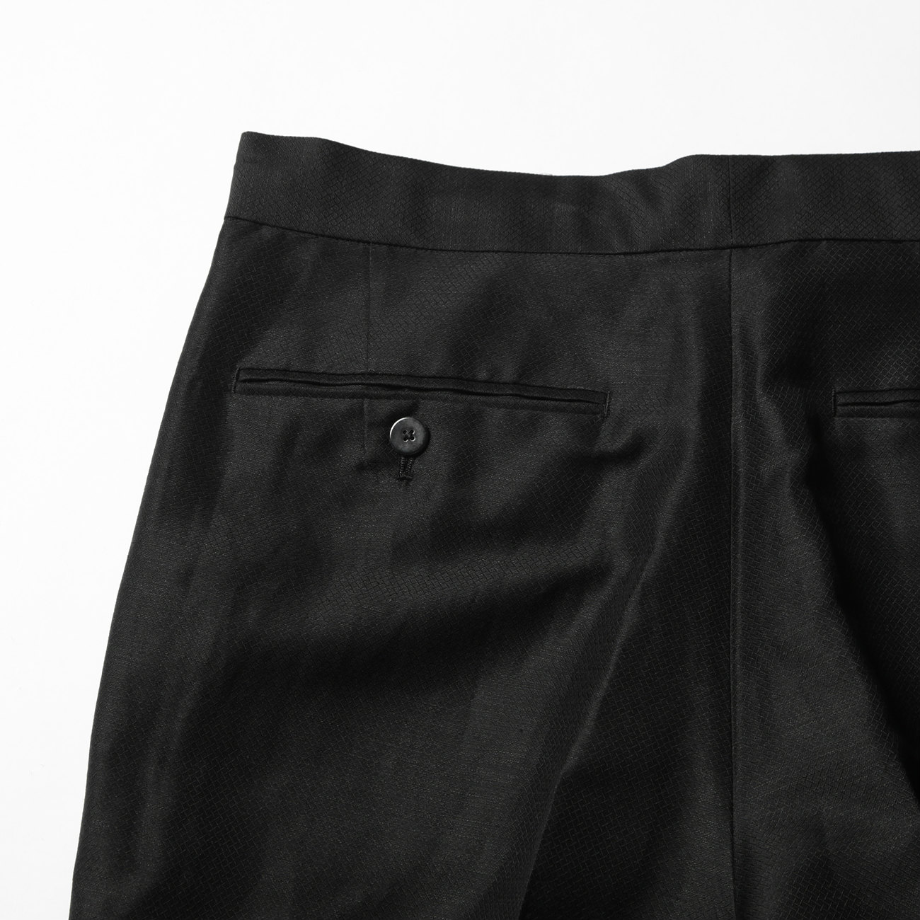 SILK LINEN DOBBY SLACKS (メンズ) - Black