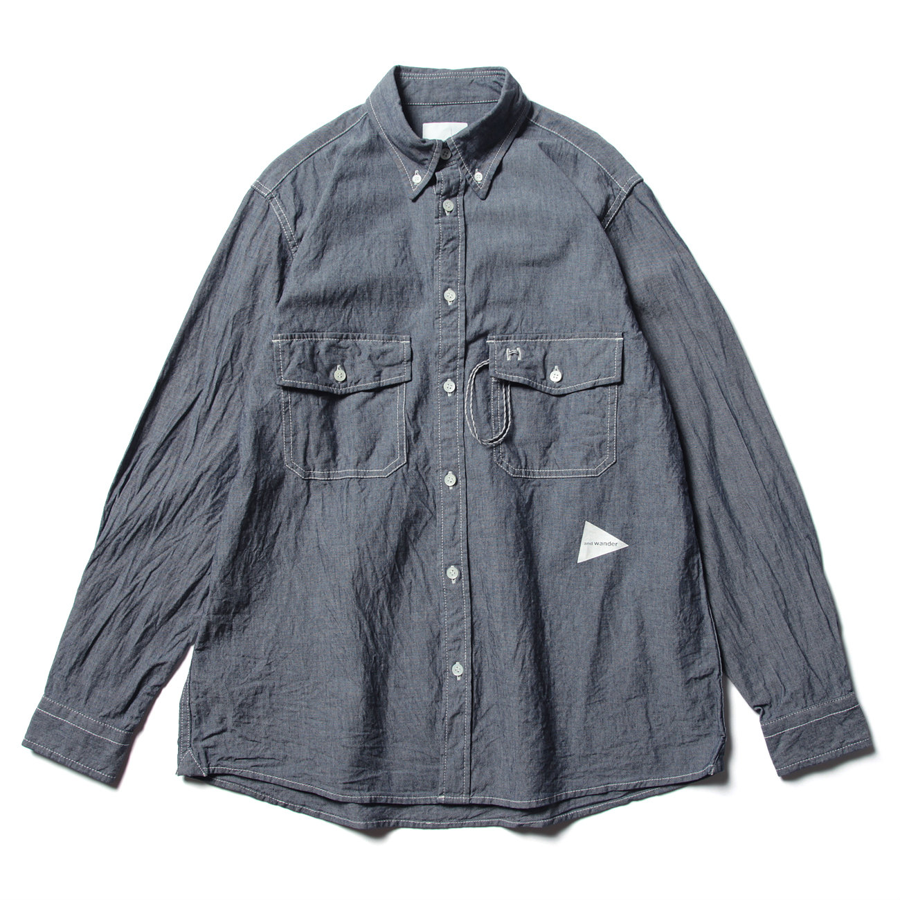 and wander / アンドワンダー | CORDURA indigo chambray shirt (M