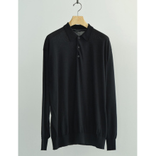 COMOLI / コモリ | コットン ニットポロ - Black
