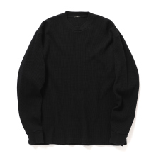 COMOLI / コモリ | コットンワッフル 長袖Tシャツ - Black | 通販