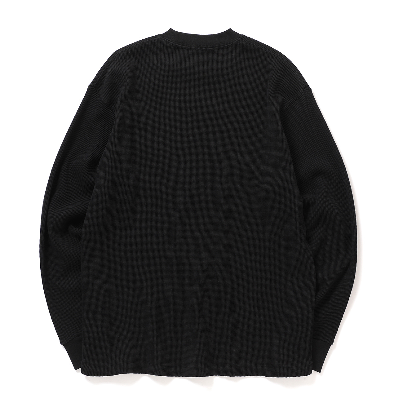 COMOLI / コモリ | コットンワッフル 長袖Tシャツ - Black | 通販